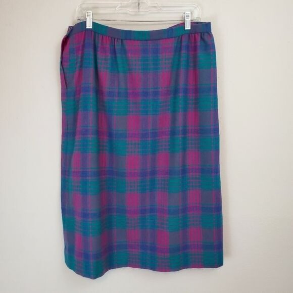 Vintage Pendleton plaid wool midi skirt plus size - Picture 7 of 8